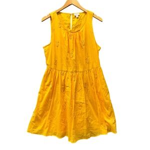 J‎ Crew Dress Womens 12 Yellow Pineapple Embroidered Mini Lined Summer Resort